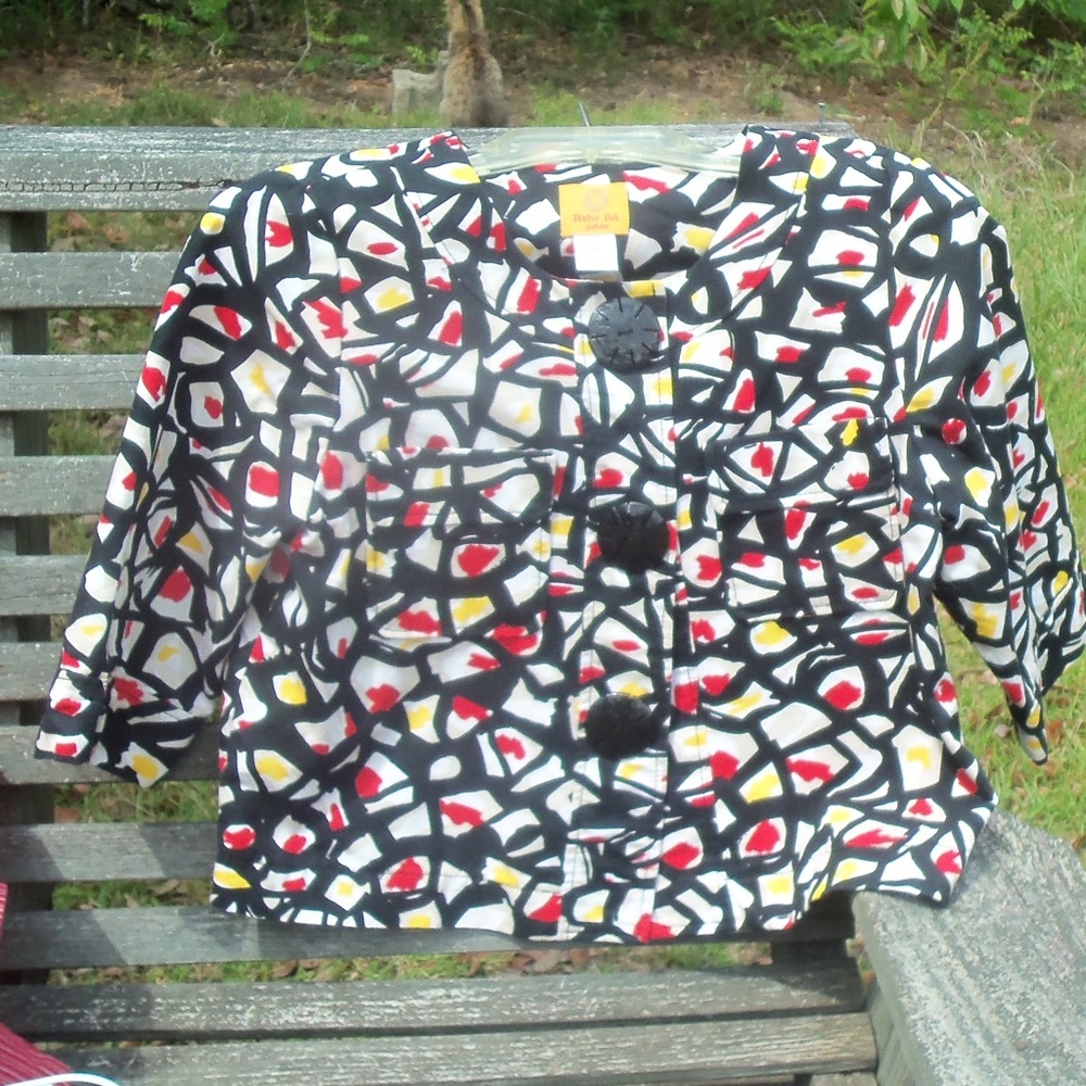 Ruby Rd Petite 8P black red yellow white jacket